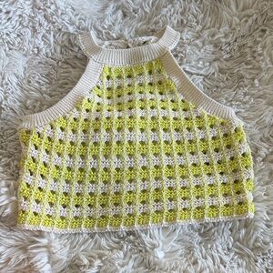 Zara Kids Yellow and Cream Crochet Tank Top